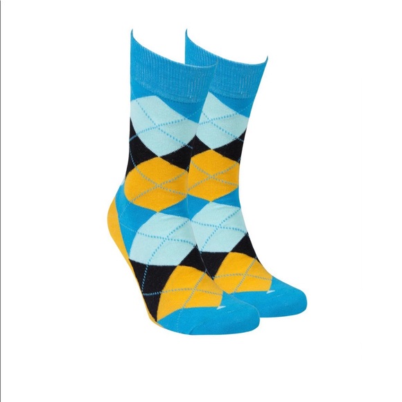 Men’s Bluebird Argyle Crew Causal Socks New - Picture 1 of 2